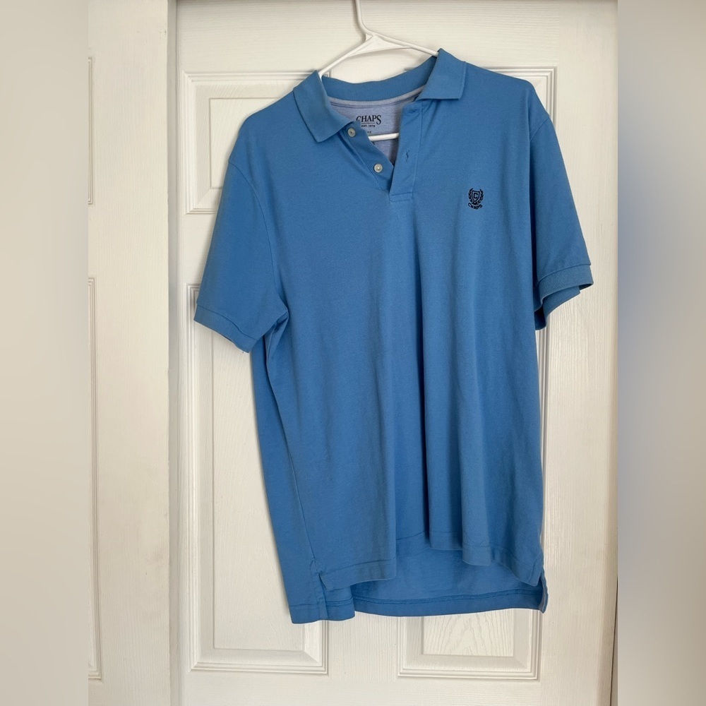 Men's Blue Polo Shirt Chaps Size Large Golf Shirt - Picture 4 of 13